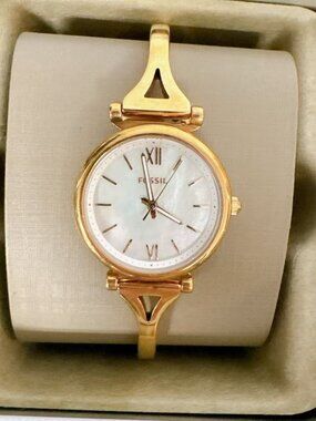 Fossil Carlie Mini ES4500 Rose Gold Mother Of Pearl Bangle Quartz Watch